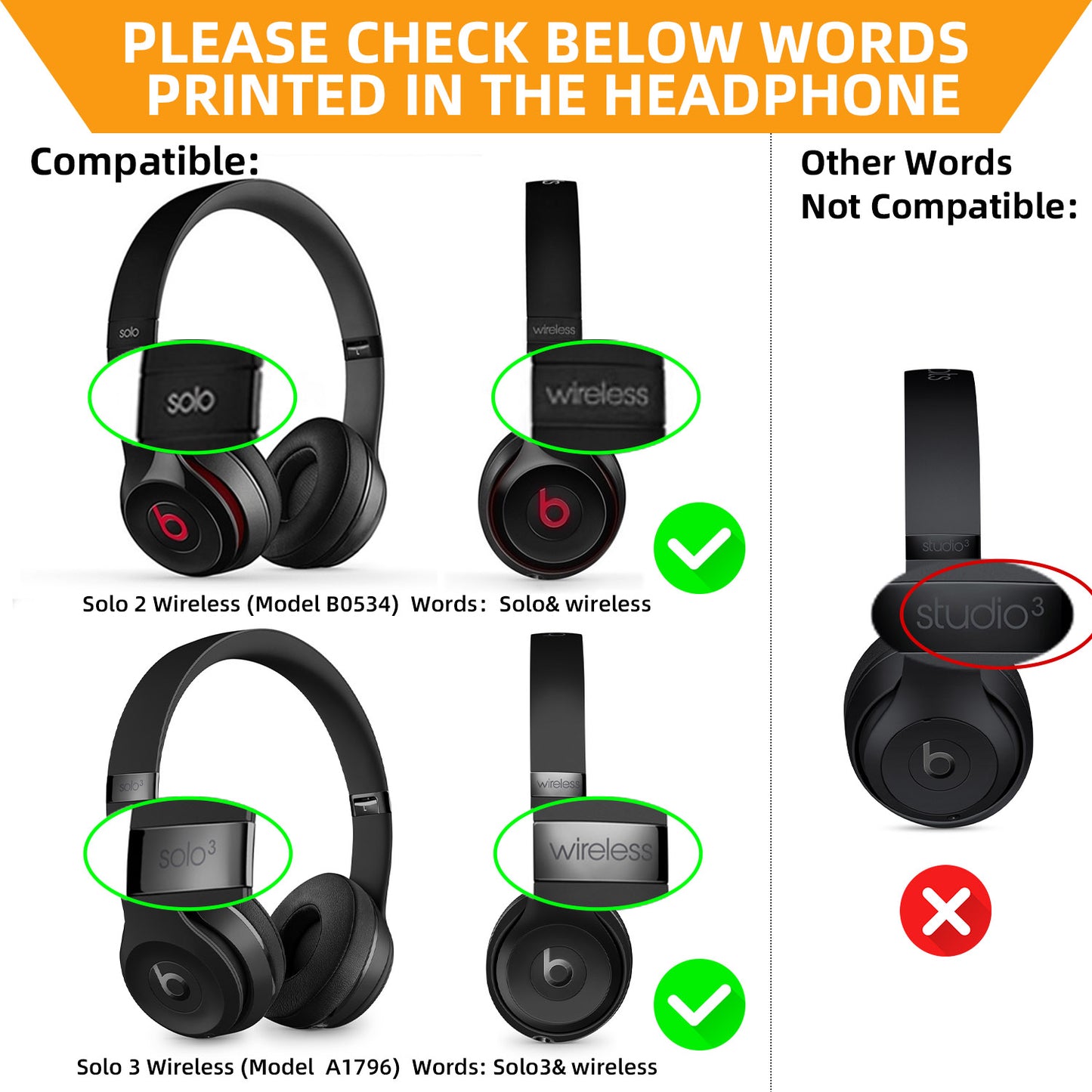 Beats Solo 2/3 Wireless Headphones Ear Pads