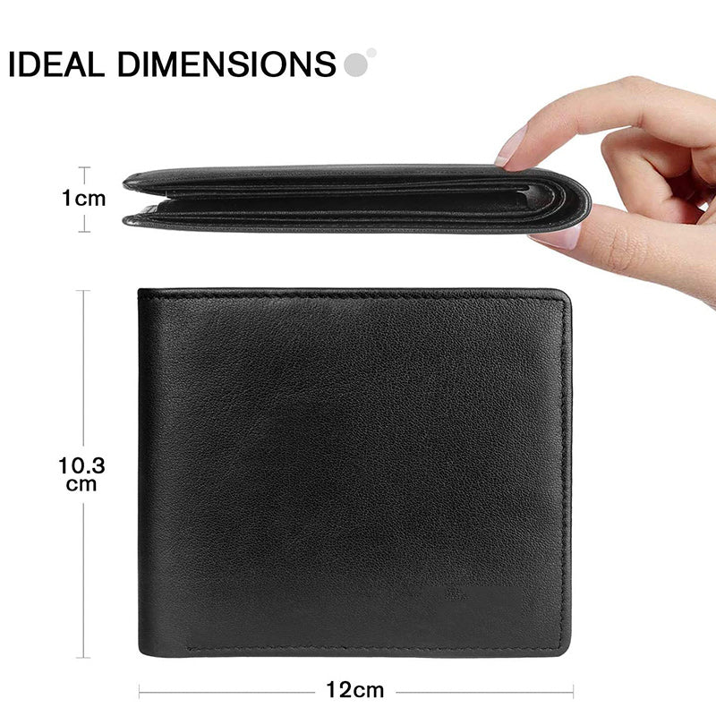 YOCOWOCO Black Genuine Leather Wallet Pocket Wallet for Men